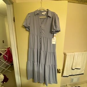 Light Blue Button-Up Dress